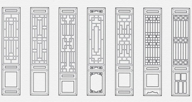 珲春常用中式仿古花窗图案隔断设计图