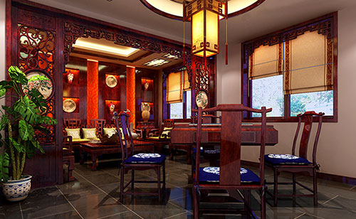 珲春古典中式风格茶楼包间设计装修效果图